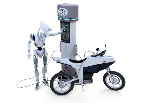 Robot charging electric motorcycle