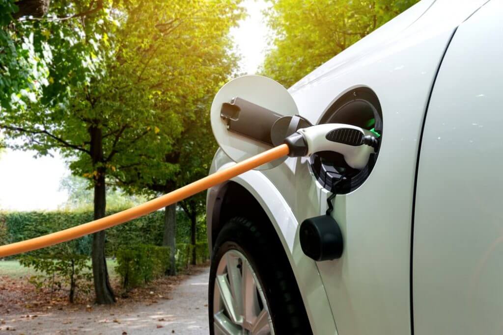 electric car plugged in